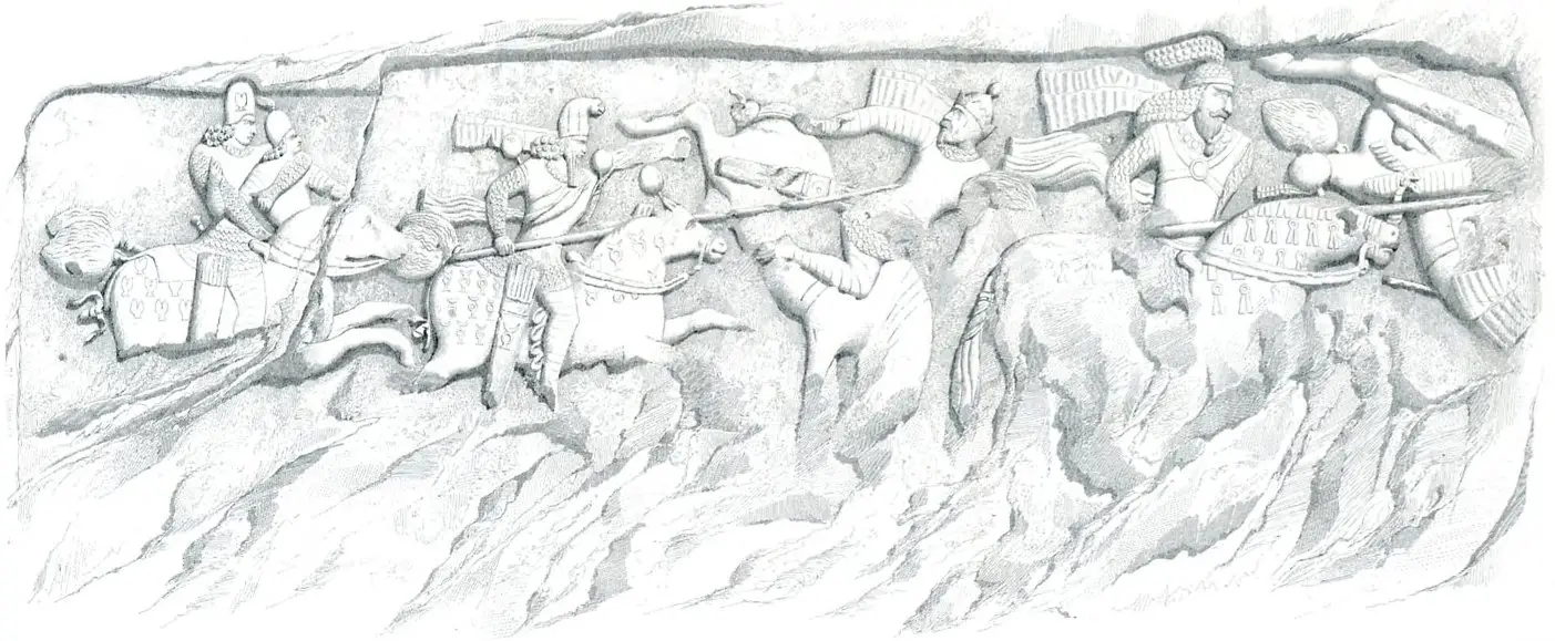 Наскальный рельеф из Фирузабада, изображающий победу Ардашира I над Артабаном V